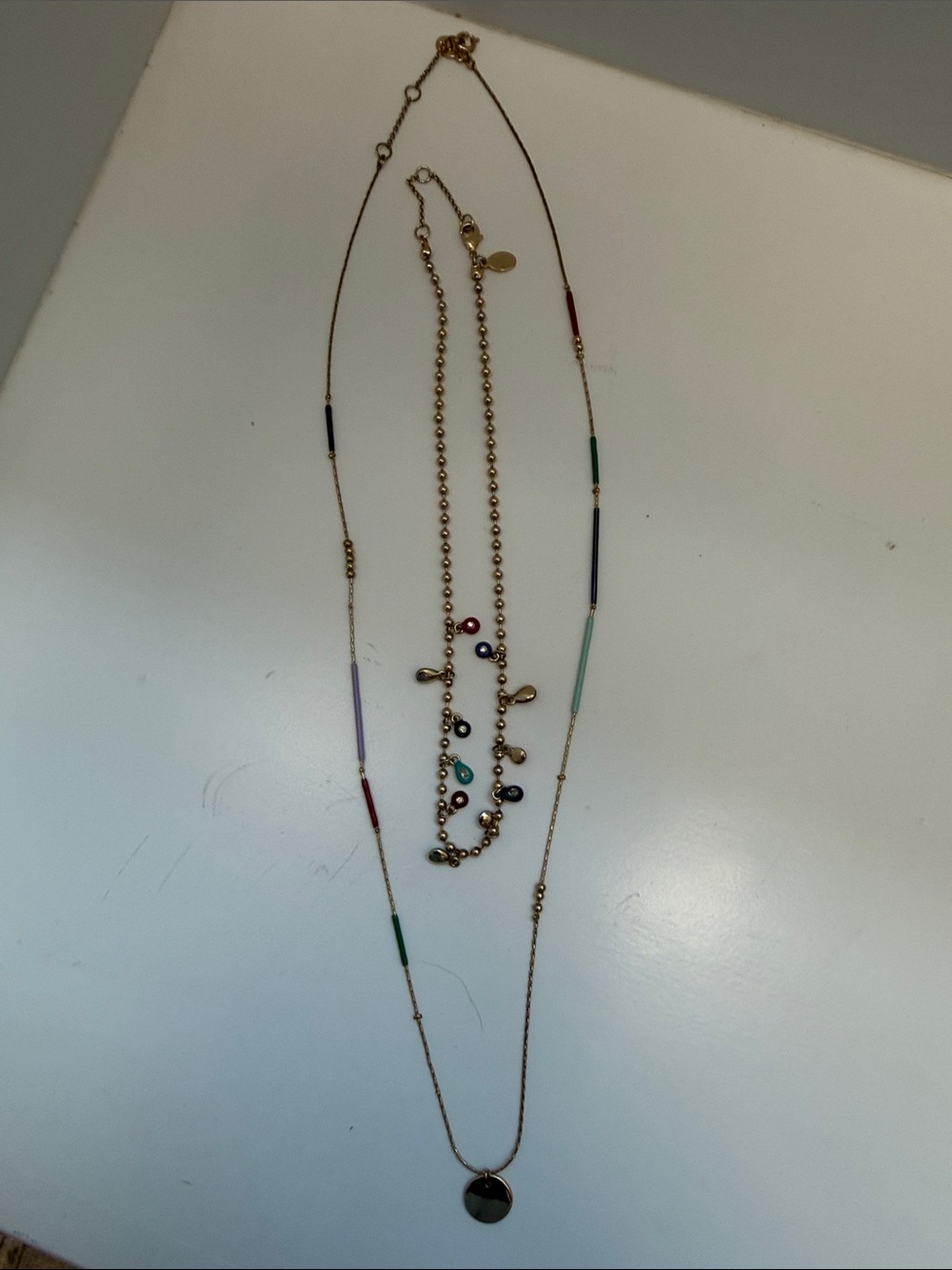Gold Multicolor Bead Layered Necklace - Women Jewelry